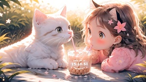 喝奶茶的女孩