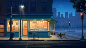 夜晚路灯下