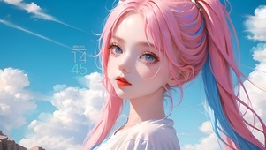 蓝天可爱女孩