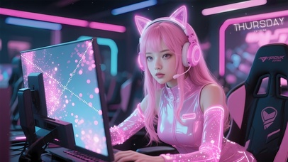 清纯猫耳电竞少女