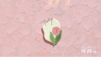 文艺油画 几何粉色郁金香 