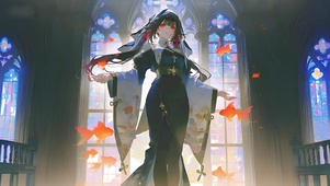 花火-黑丝修女制服美女