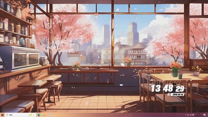 樱花树木房间桌面主题