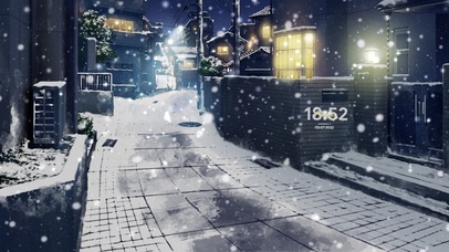 日系雪夜城市街道