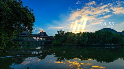 4k 治愈唯美桃花江的晚霞
