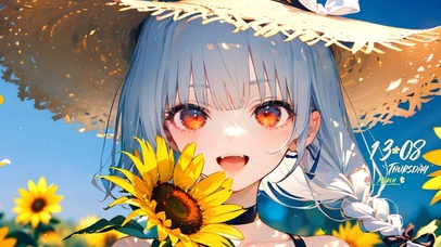 户外向日葵田清纯女孩