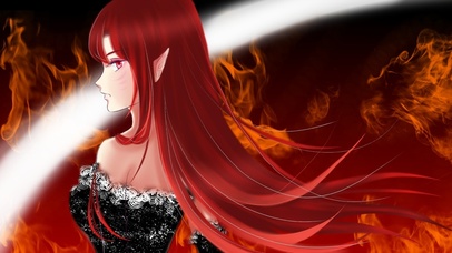 动漫火焰红发女