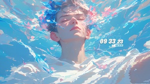 AI生成图-樱花水波少年