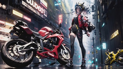 【4k】立体，机车少女