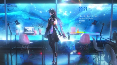 4k 海洋馆工作房间少女