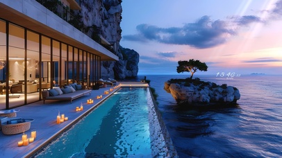 唯美晚霞海景房