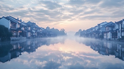 青蓝静谧江南水乡小镇