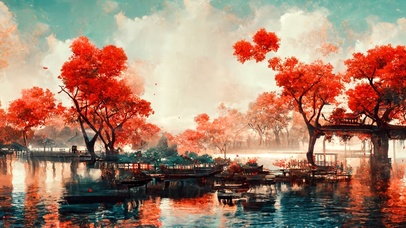 4K唯美治愈梦幻秋天湖景