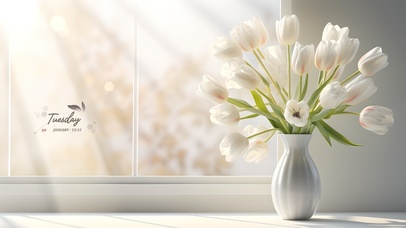 小清新窗台花束