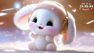 4K快乐的大耳朵兔