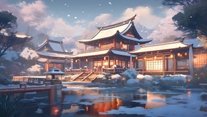 雪中亭台楼阁