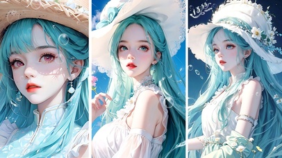 4K蓝白系清新美少女