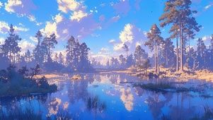 纯净静谧高山湿地