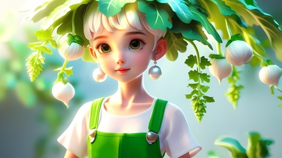 白菜菜绿色小清新护眼发型妆造