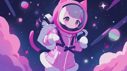 4K超清 太空猫耳可爱少女