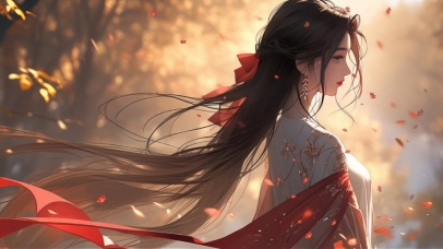 枫叶优雅国风美女
