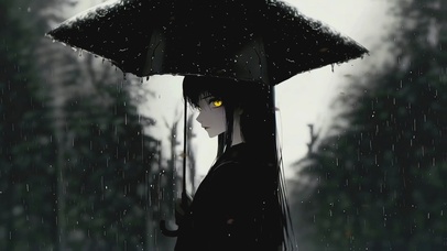 雨天金瞳少女