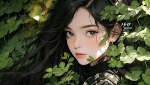 绿叶长发女孩