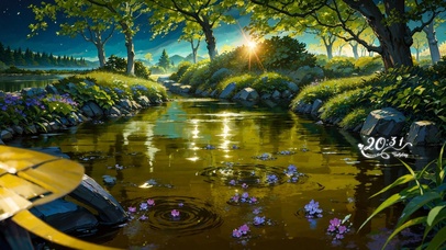 4K唯美治愈森林小溪