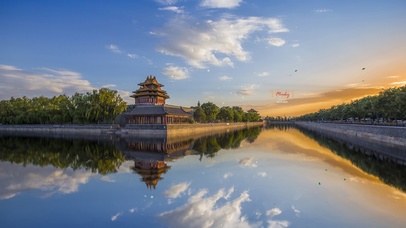 唯美治愈日落余晖的古城