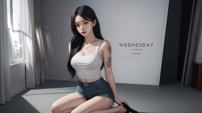 4k都市居家纹身女秘书