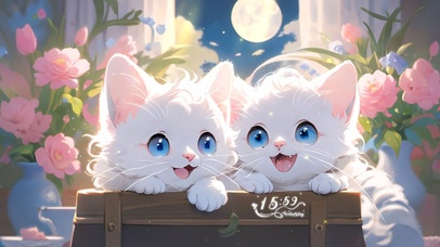 可爱夜晚窗边小猫