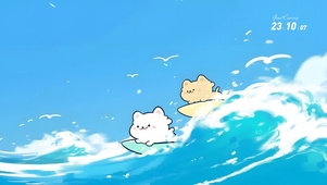 小猫冲浪