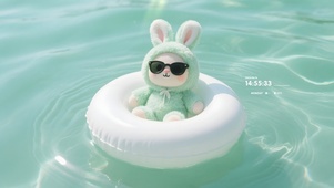 夏日泳池小兔
