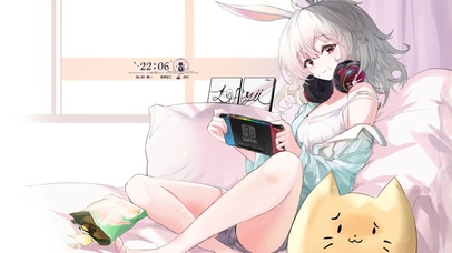 治愈可爱兔耳电玩少女