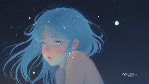 黑夜星空少女