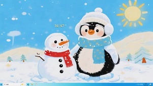 呆萌雪夜企鹅