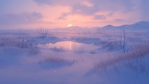 冬日日出雪原