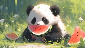吃西瓜的大熊猫