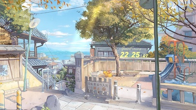 唯美插画海边小镇