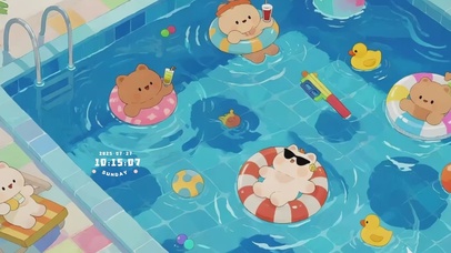 清凉桌面小动物游泳嬉戏