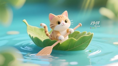 可爱划船猫咪