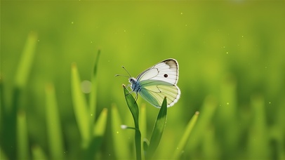 护眼绿草花蝶