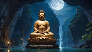 夜晚洞中佛像
