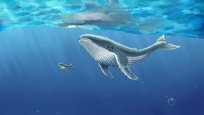 两条在大海里游泳的鲸鱼