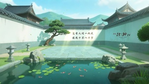 中式园林锦鲤池