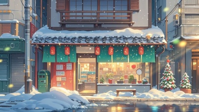 唯美雪景小店