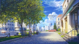 4K唯美治愈夏日动漫街道