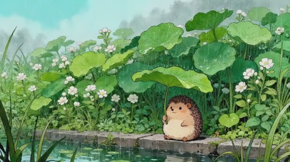 下雨天小刺猬