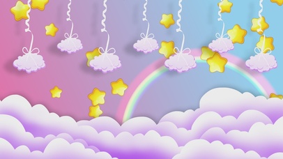 卡通云朵彩虹星星粒子