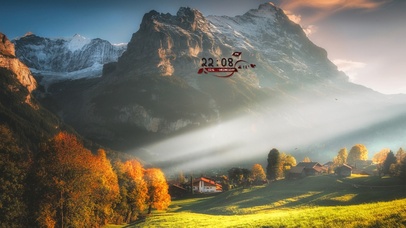 清晨阳光秋季乡村小镇